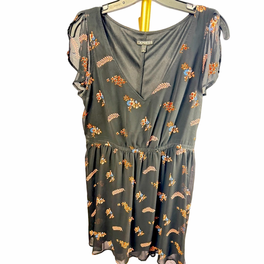 Express Black Flutter Sleeve Mini Sundress size Medium